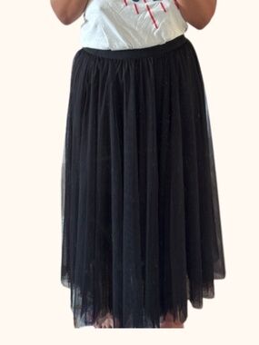 Triple 7 Black A-Line Tulle Skirt